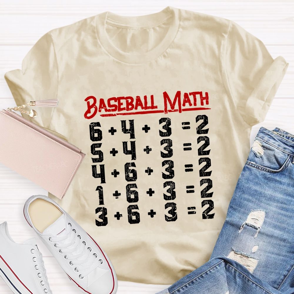 Baseball Math Double Play Math Teacher T-shirt