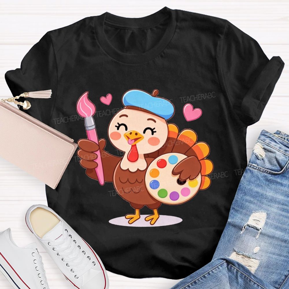 Artist Turkey Thanksgiving Art Teacher T-shirt