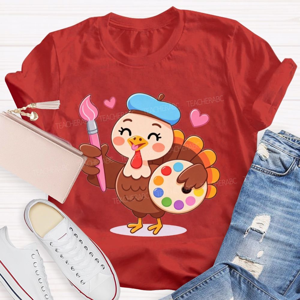 Artist Turkey Thanksgiving Art Teacher T-shirt