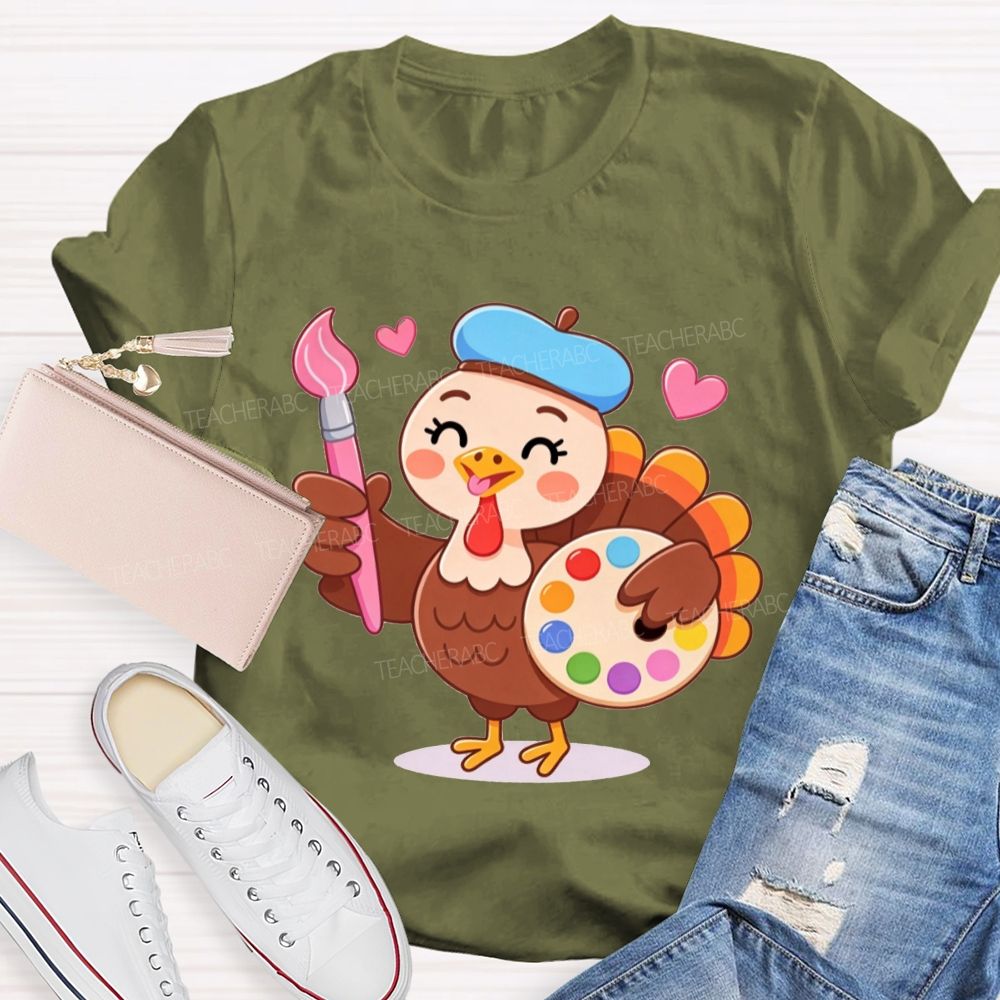 Artist Turkey Thanksgiving Art Teacher T-shirt