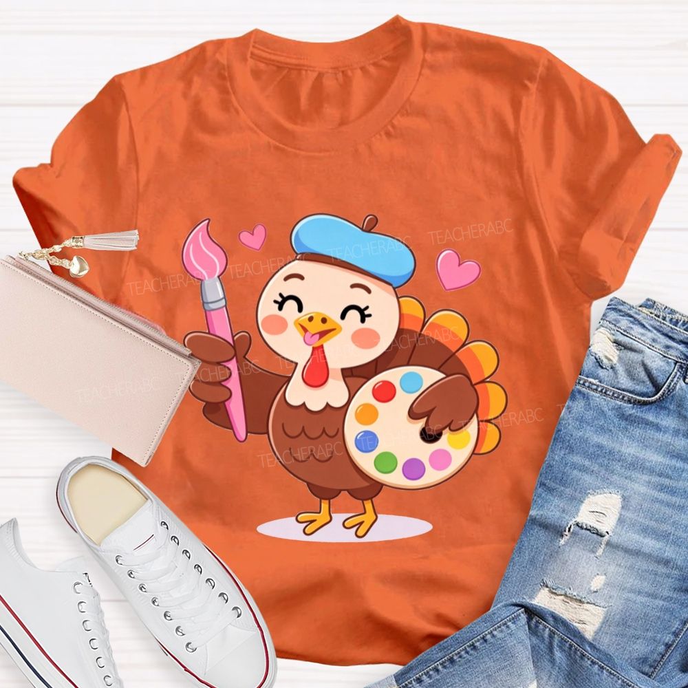 Artist Turkey Thanksgiving Art Teacher T-shirt