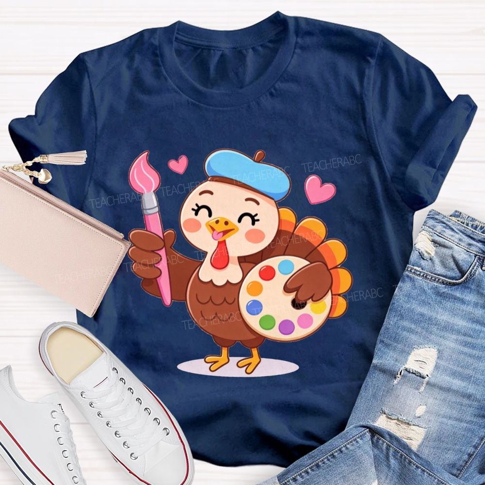 Artist Turkey Thanksgiving Art Teacher T-shirt