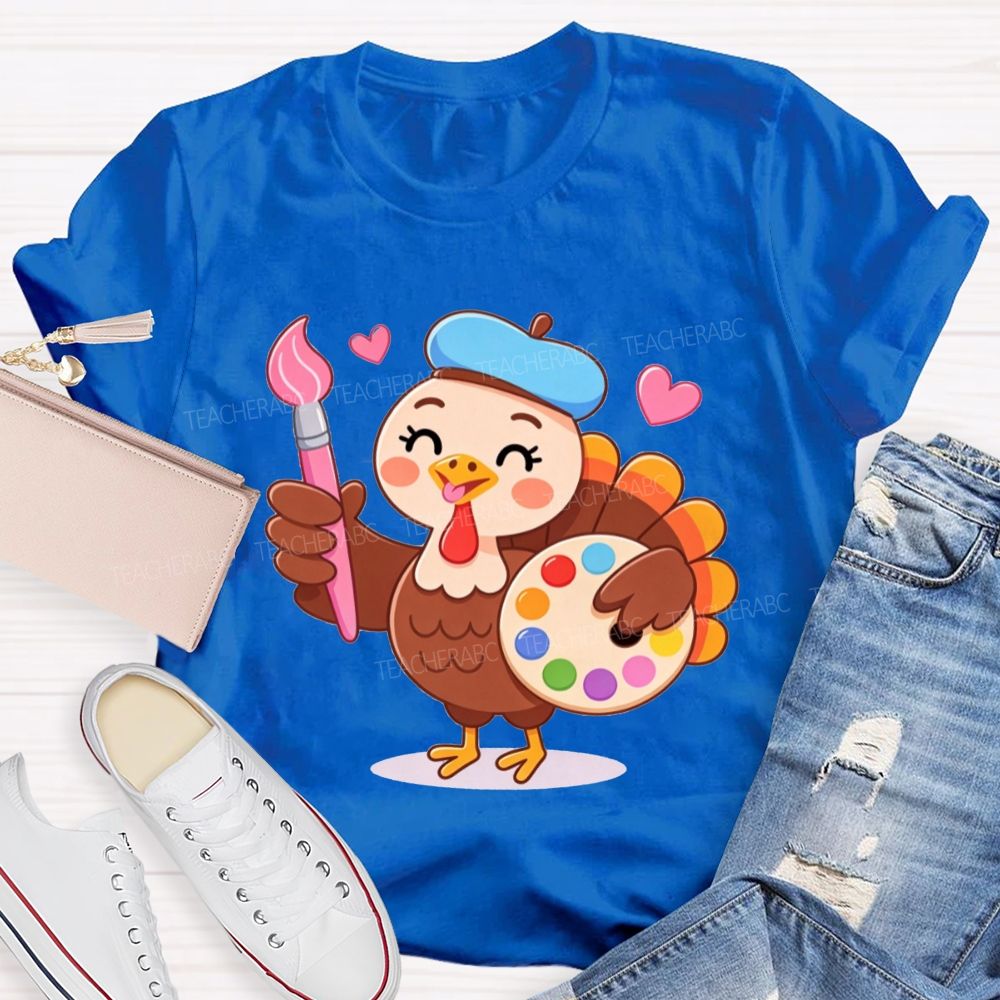Artist Turkey Thanksgiving Art Teacher T-shirt