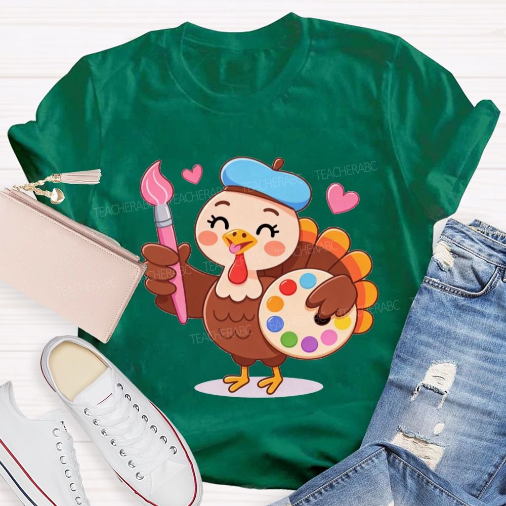 Artist Turkey Thanksgiving Art Teacher T-shirt