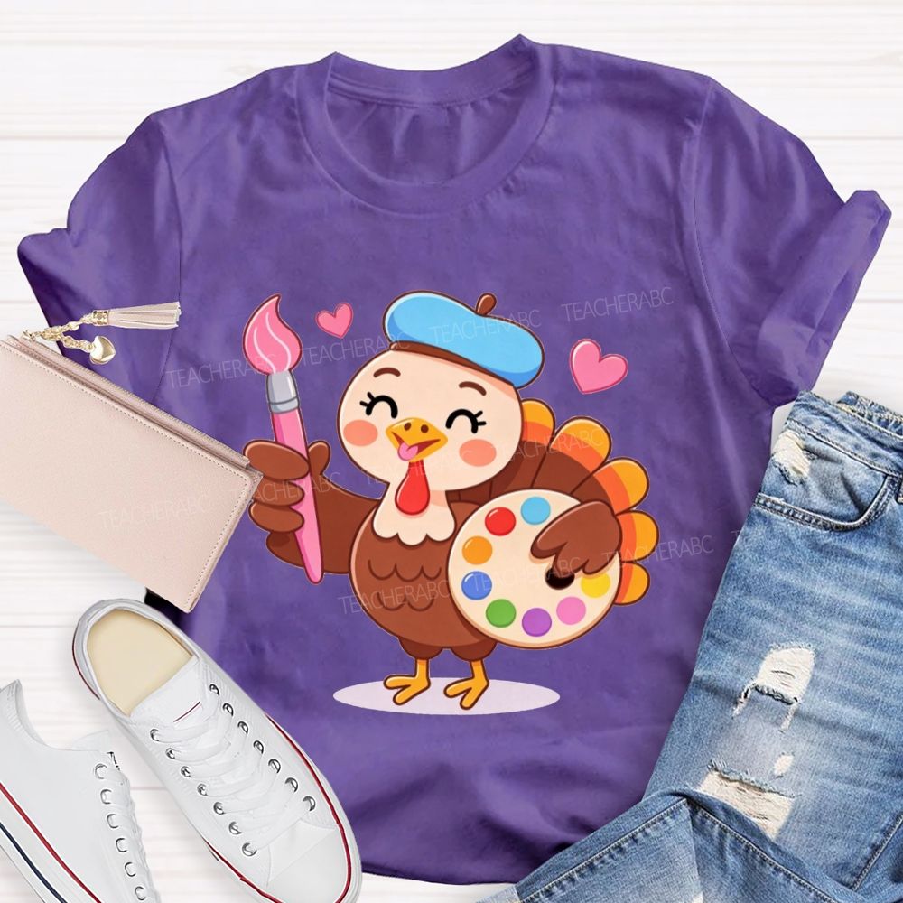 Artist Turkey Thanksgiving Art Teacher T-shirt