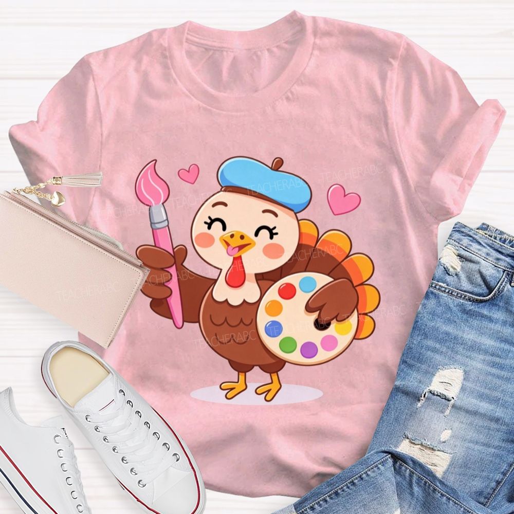 Artist Turkey Thanksgiving Art Teacher T-shirt