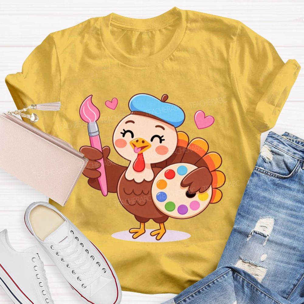 Artist Turkey Thanksgiving Art Teacher T-shirt