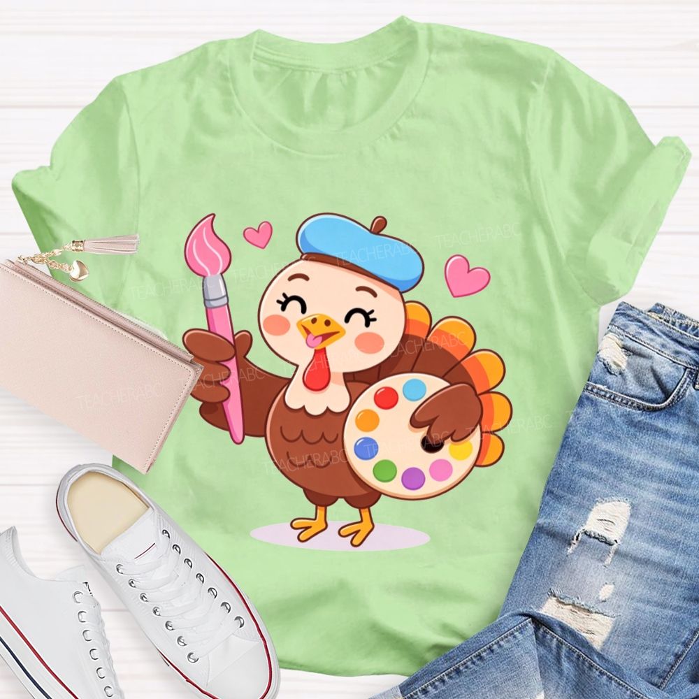 Artist Turkey Thanksgiving Art Teacher T-shirt