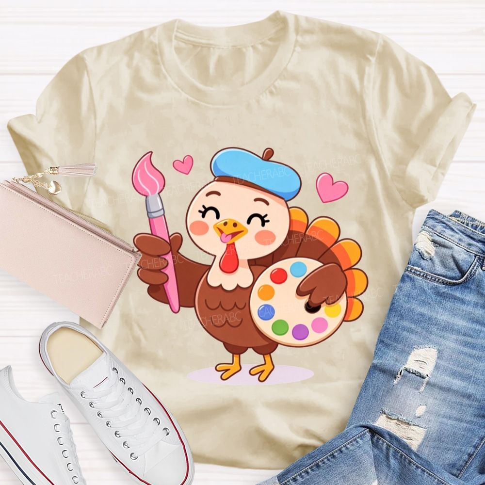 Artist Turkey Thanksgiving Art Teacher T-shirt