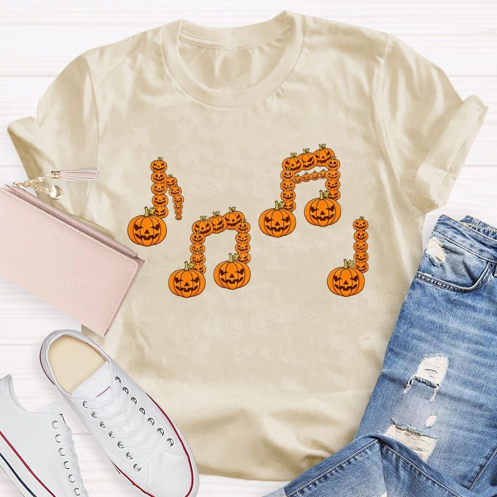 Music Notes Made Of Spooky Pumpkins Music Teacher T-shirt
