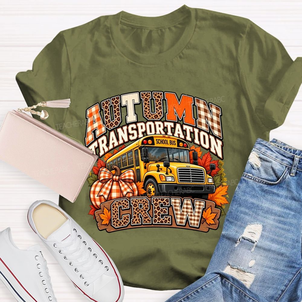 Autumn Transportation Crew Fall School Bus T-shirt