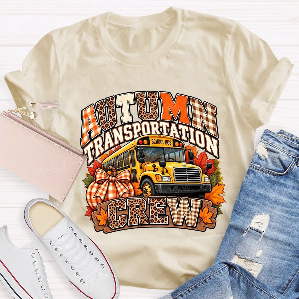 Autumn Transportation Crew Fall School Bus T-shirt