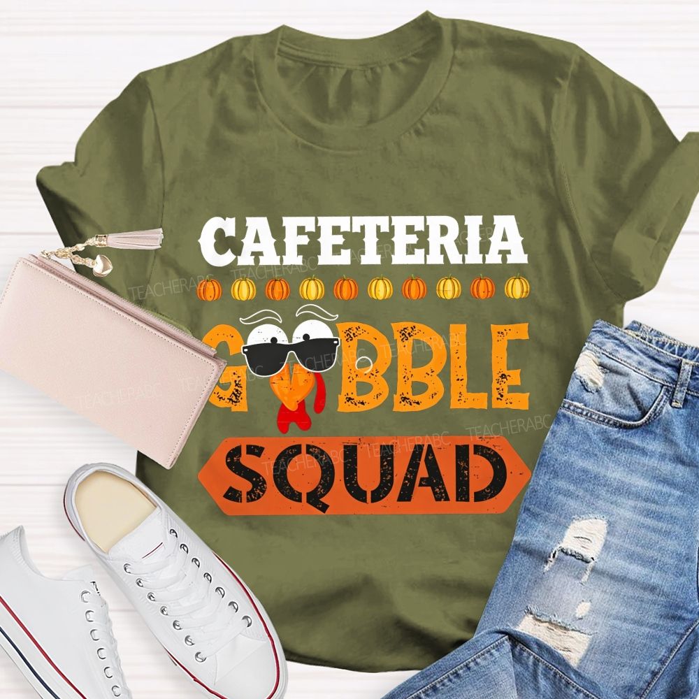 Lunch Staff Gobble Squad Thanksgiving Graphic T-shirt