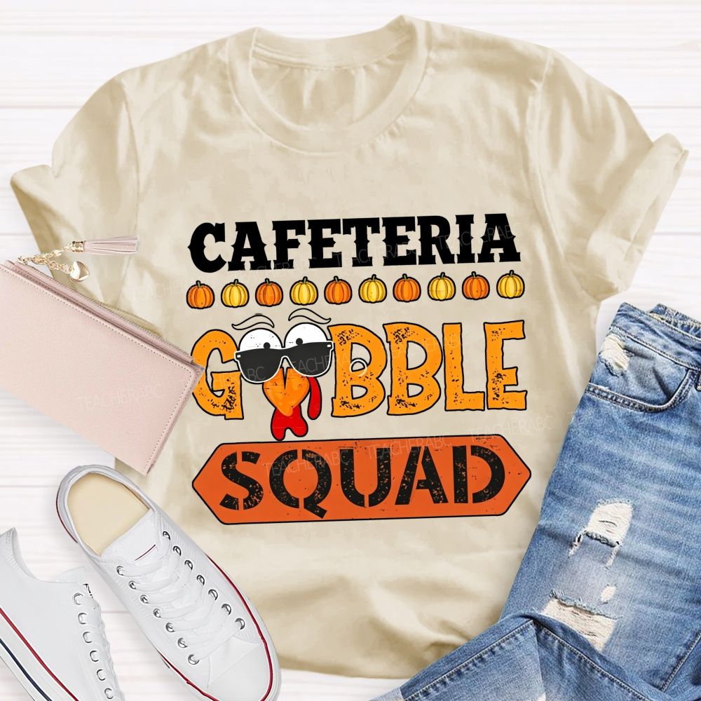 Lunch Staff Gobble Squad Thanksgiving Graphic T-shirt