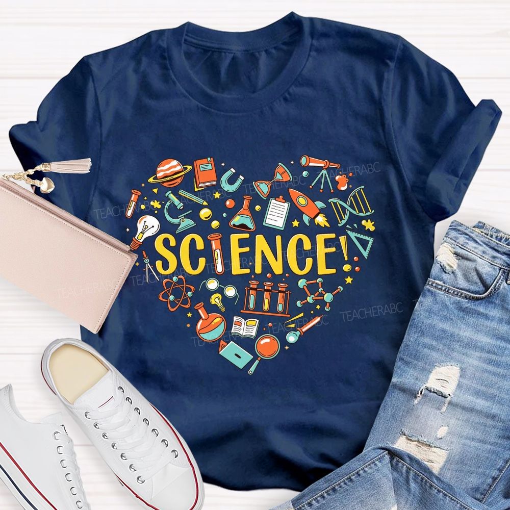 Science Teacher Life Heart Graphic Teacher T-shirt