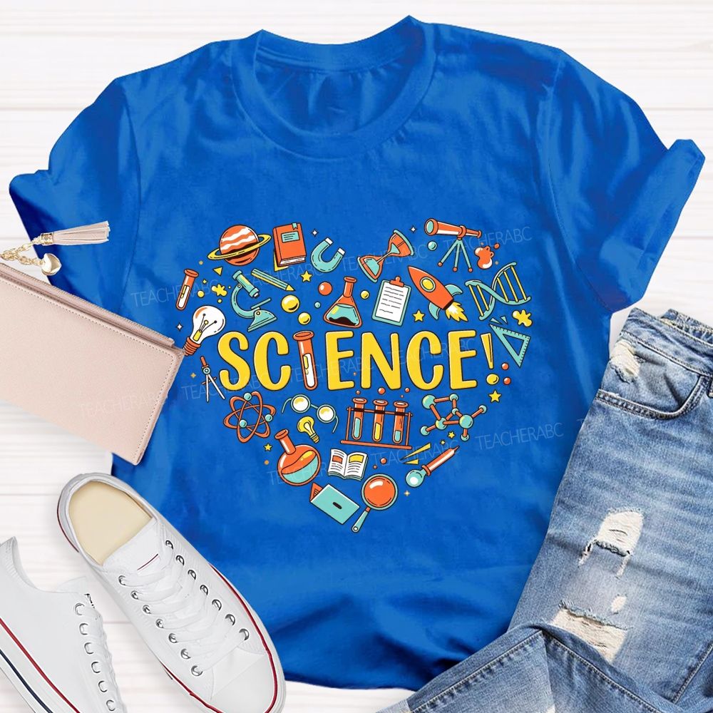 Science Teacher Life Heart Graphic Teacher T-shirt