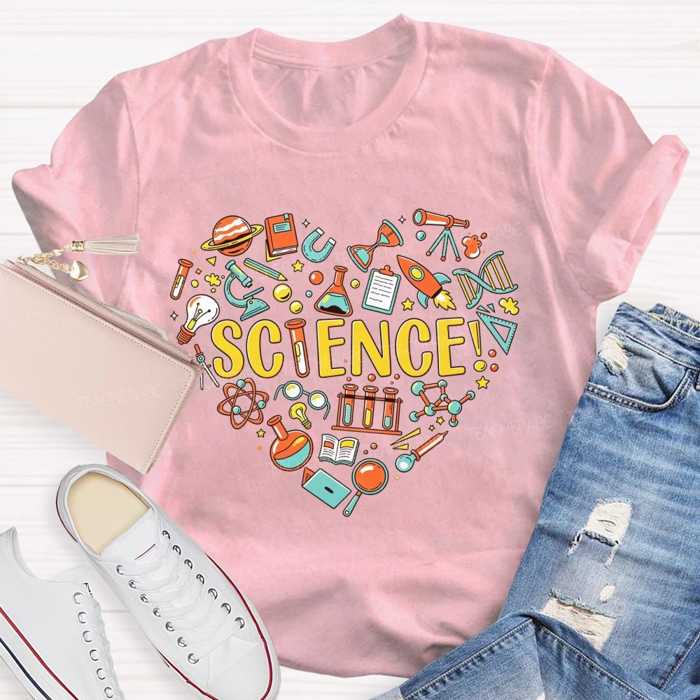 Science Teacher Life Heart Graphic Teacher T-shirt