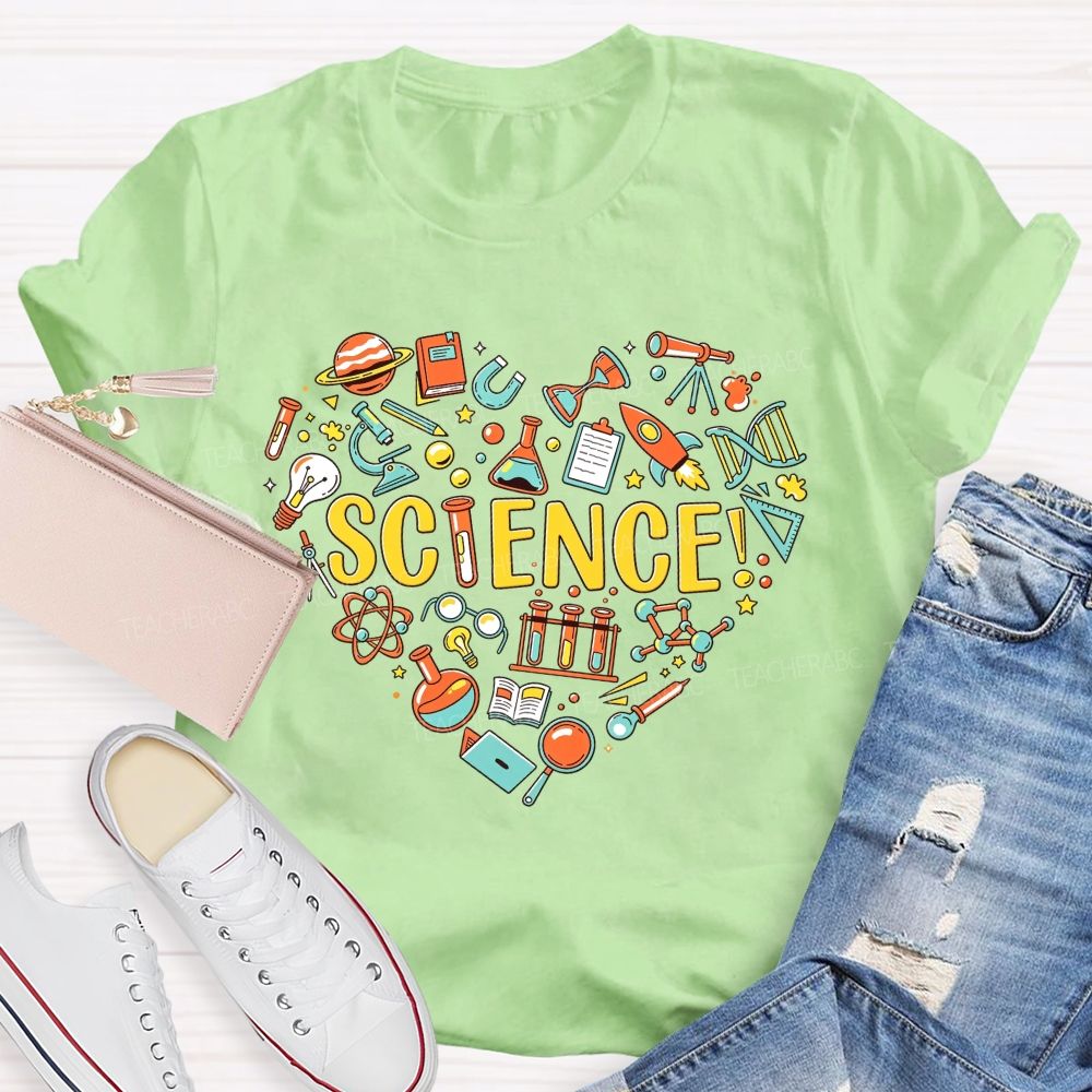 Science Teacher Life Heart Graphic Teacher T-shirt