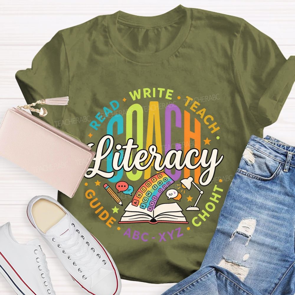 Literacy Coach Read Write Teach Guide Teacher T-shirt