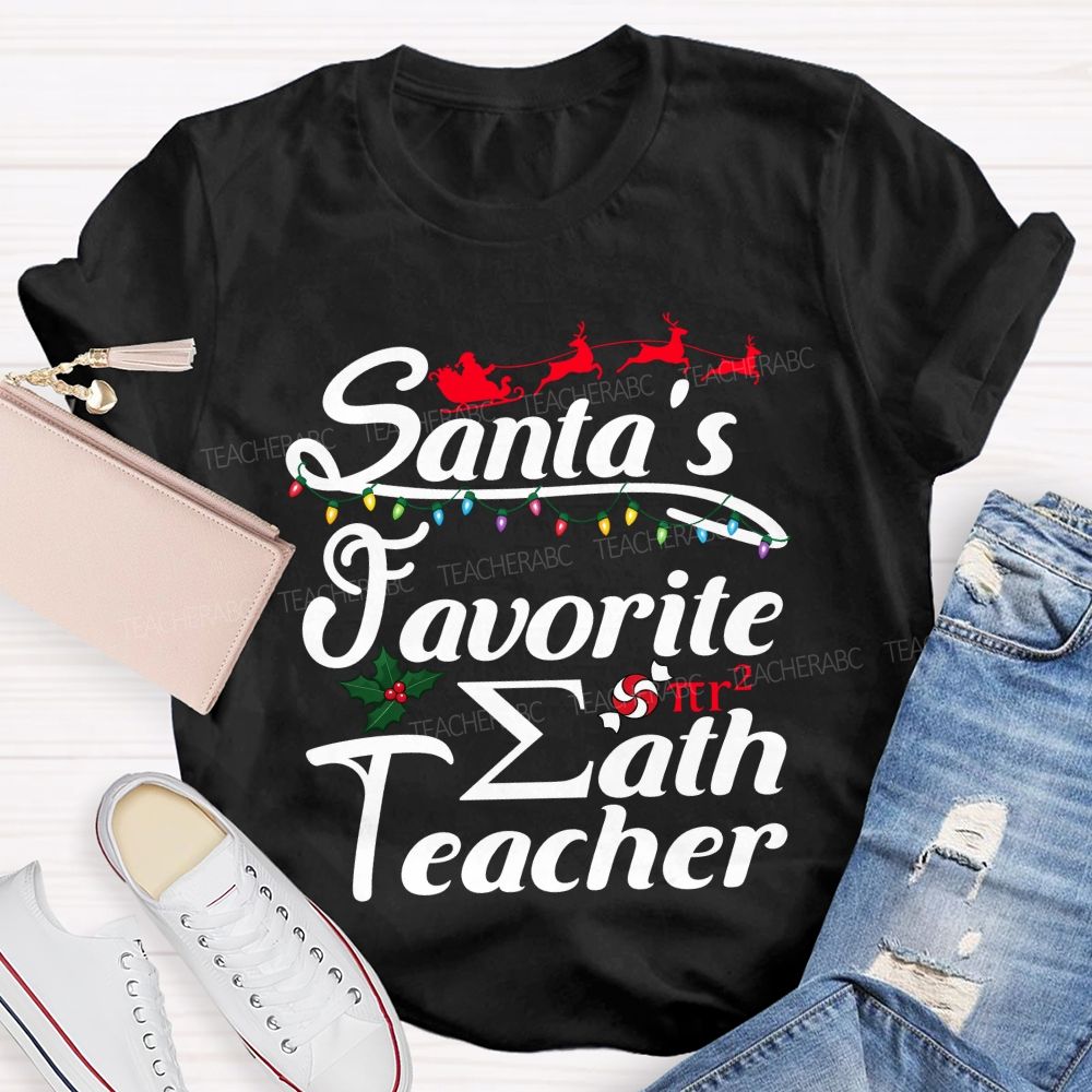 Santa's Favorite Math Teacher Christmas T-shirt
