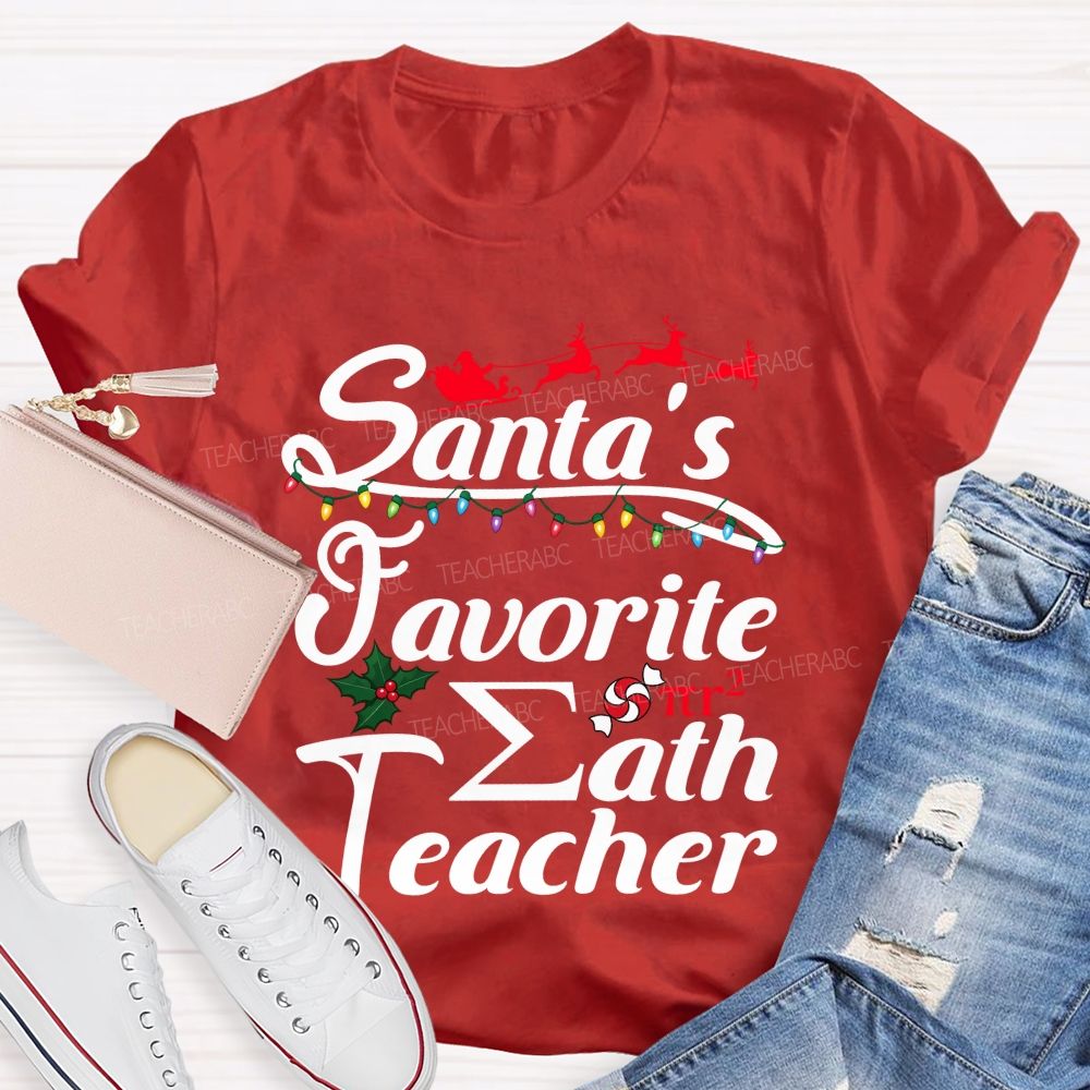 Santa's Favorite Math Teacher Christmas T-shirt