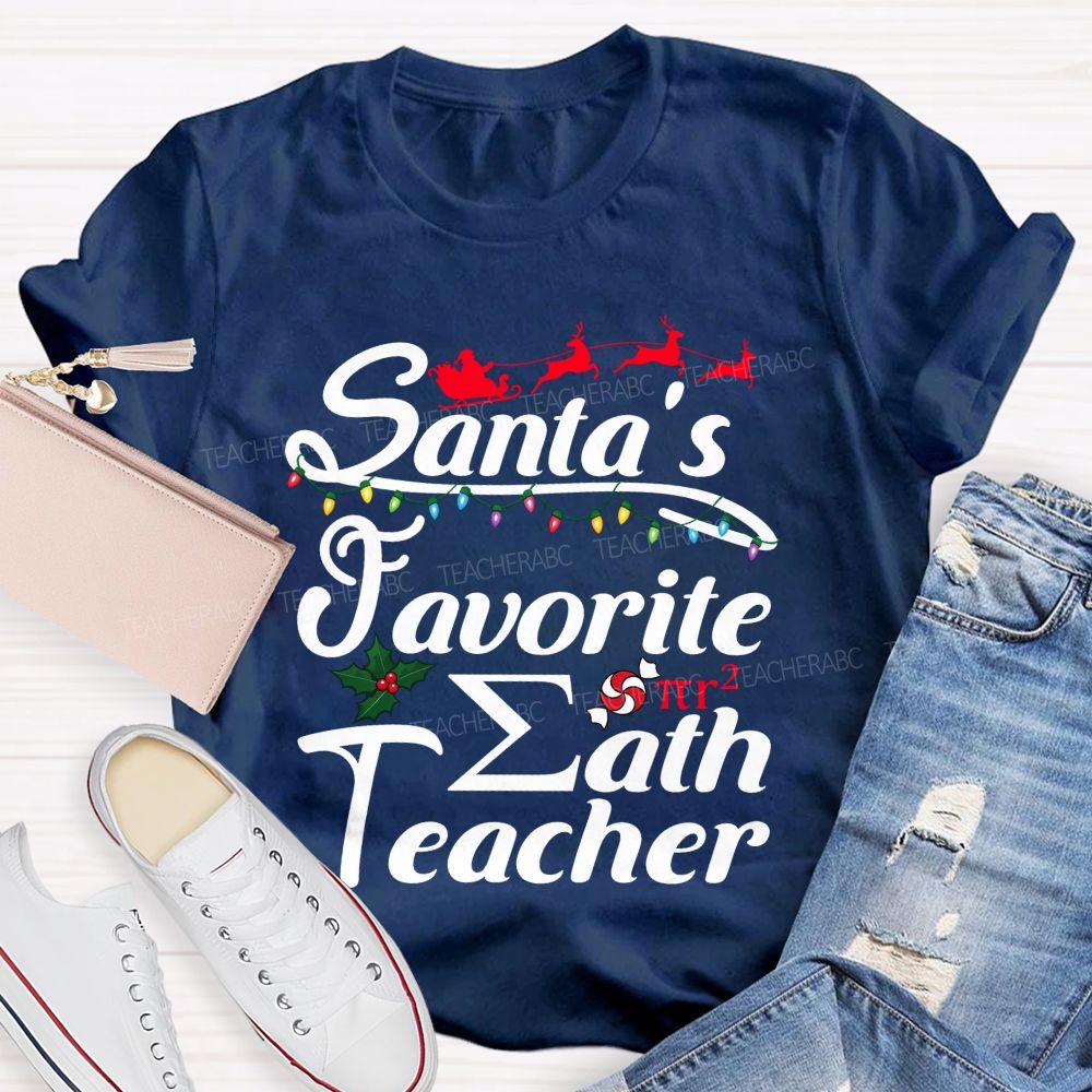 Santa's Favorite Math Teacher Christmas T-shirt