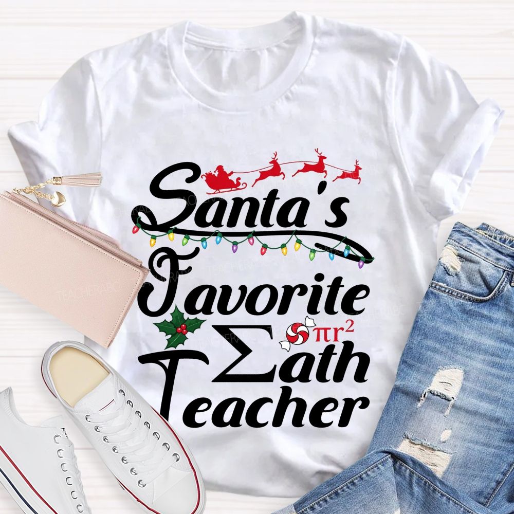 Santa's Favorite Math Teacher Christmas T-shirt