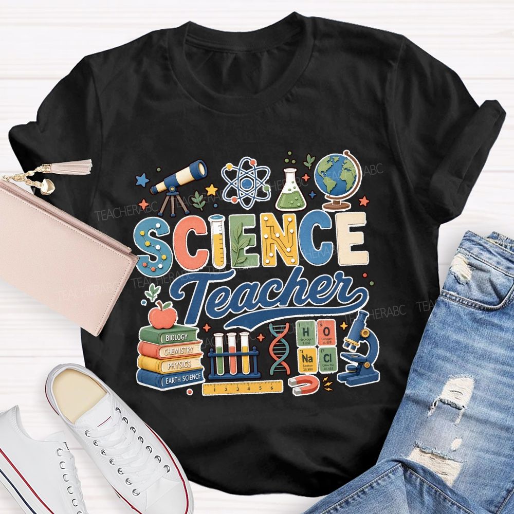 Science Teacher Cute Lab Elements Graphic Teacher T-shirt