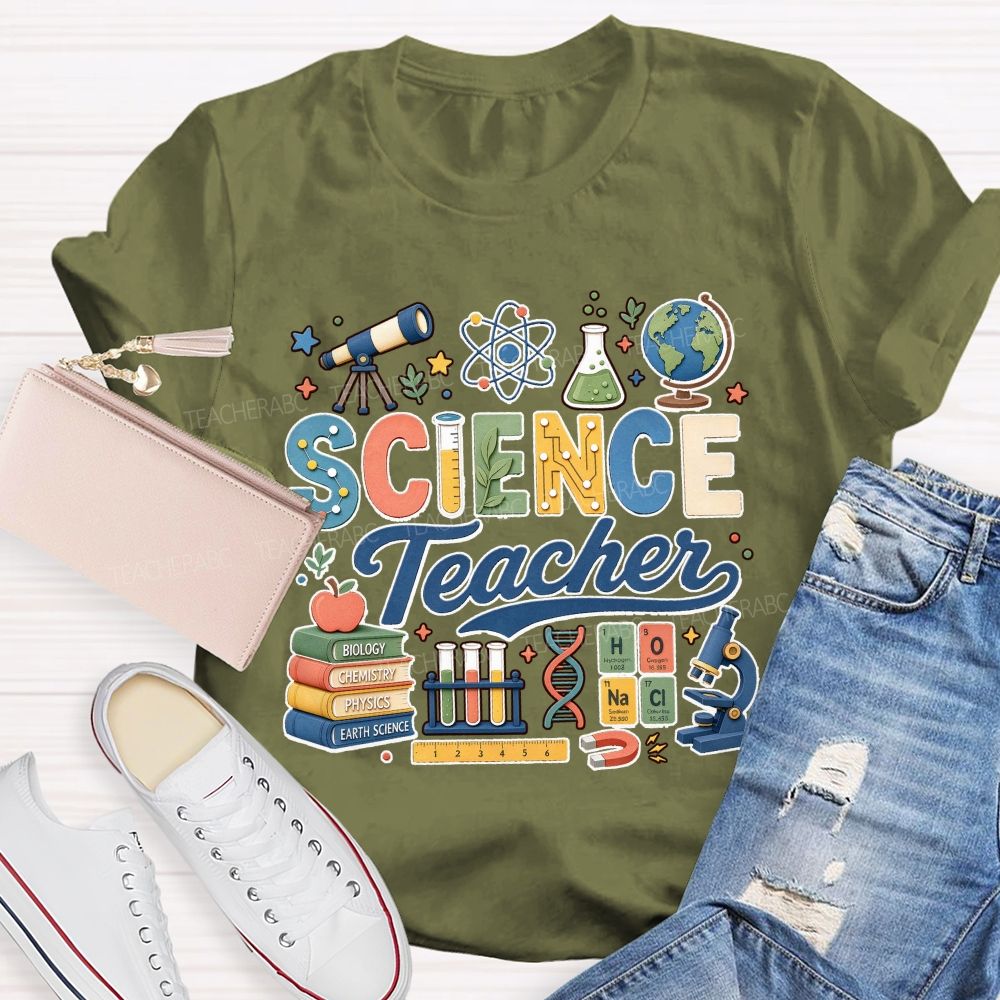 Science Teacher Cute Lab Elements Graphic Teacher T-shirt