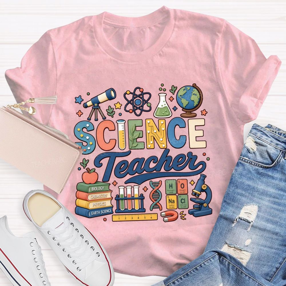 Science Teacher Cute Lab Elements Graphic Teacher T-shirt