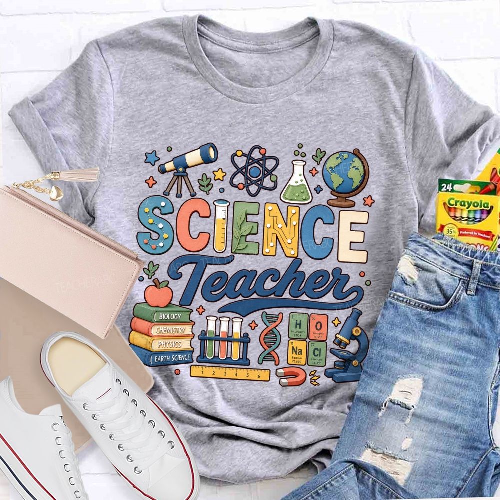 Science Teacher Cute Lab Elements Graphic Teacher T-shirt