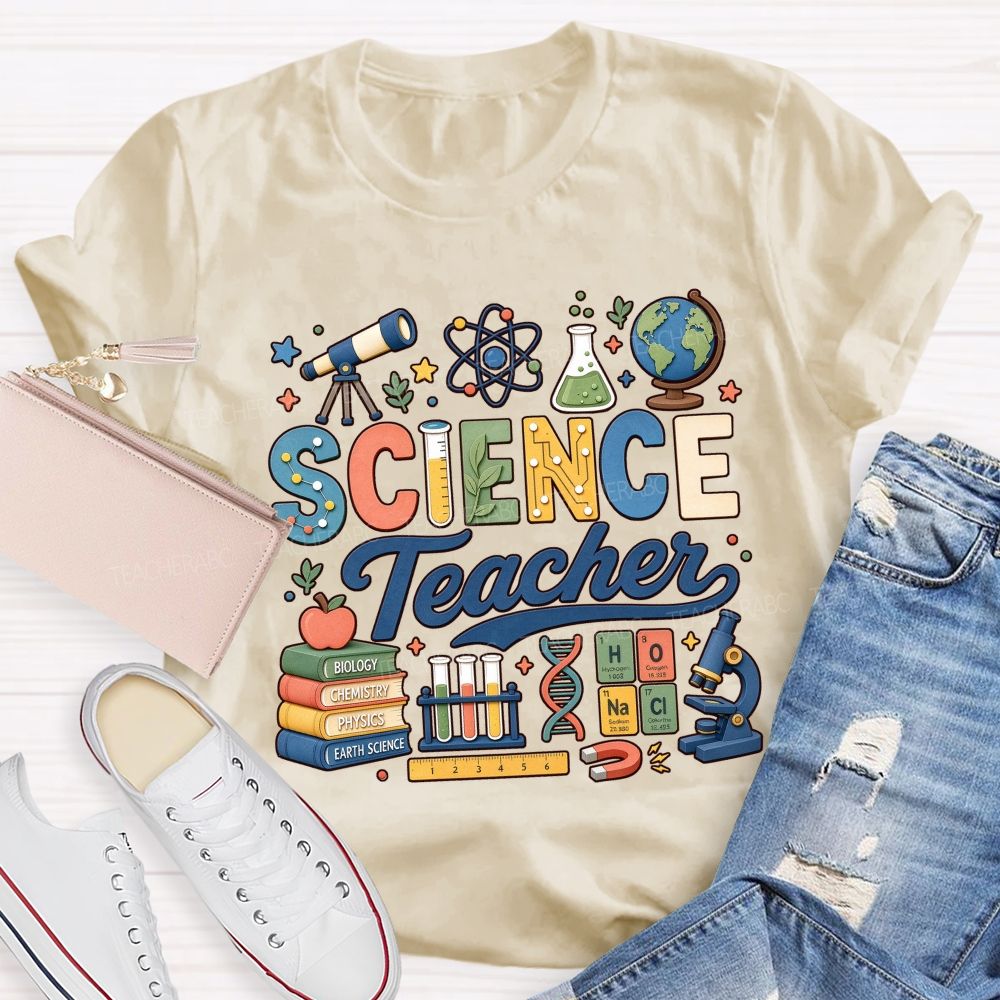 Science Teacher Cute Lab Elements Graphic Teacher T-shirt