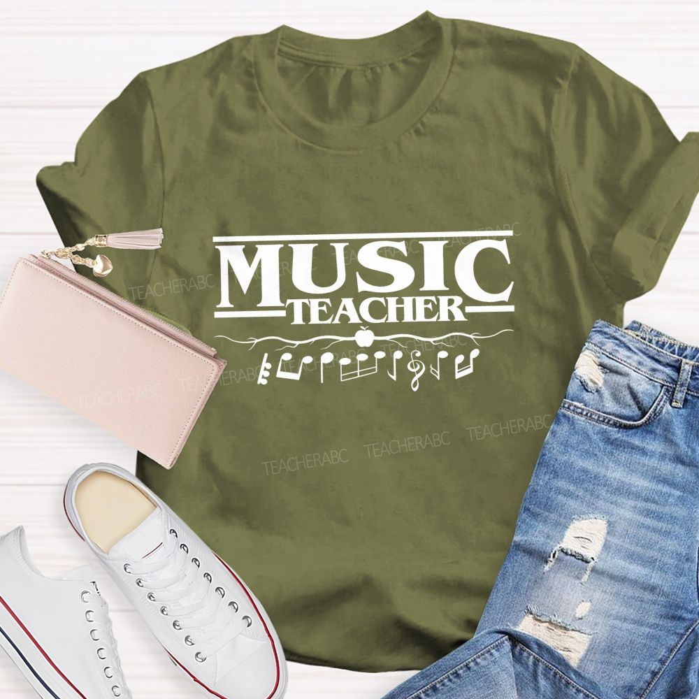Music Teacher Apple Music Notes Teacher T-shirt