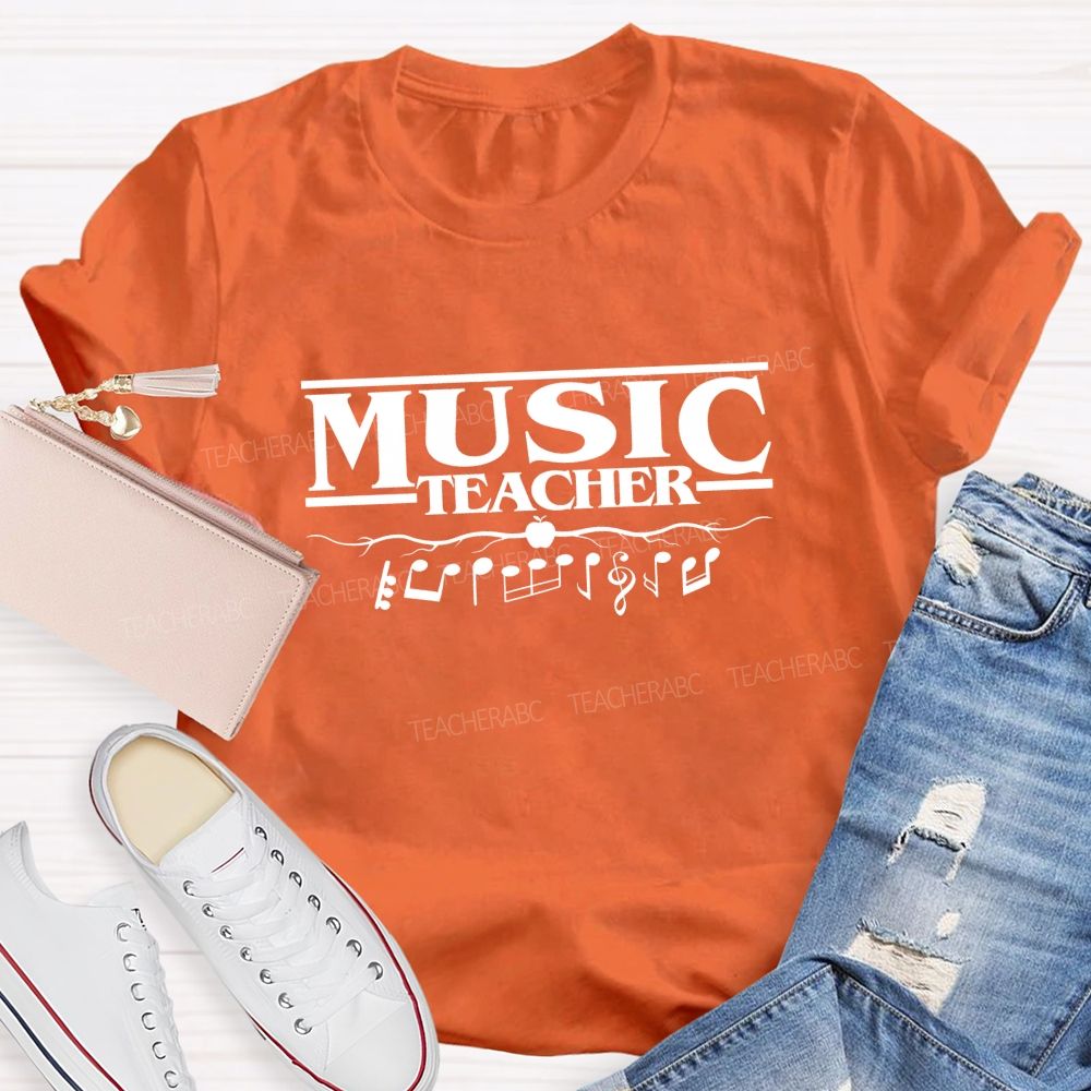 Music Teacher Apple Music Notes Teacher T-shirt
