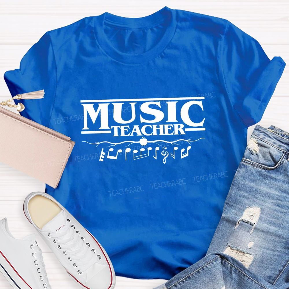 Music Teacher Apple Music Notes Teacher T-shirt