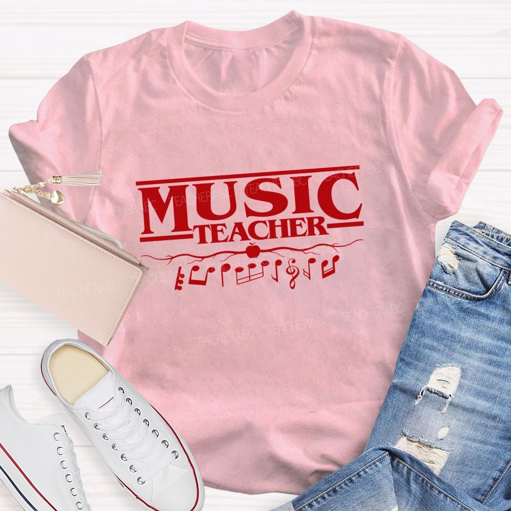 Music Teacher Apple Music Notes Teacher T-shirt