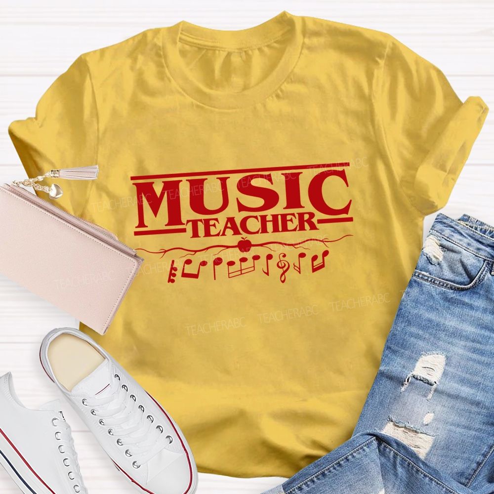 Music Teacher Apple Music Notes Teacher T-shirt