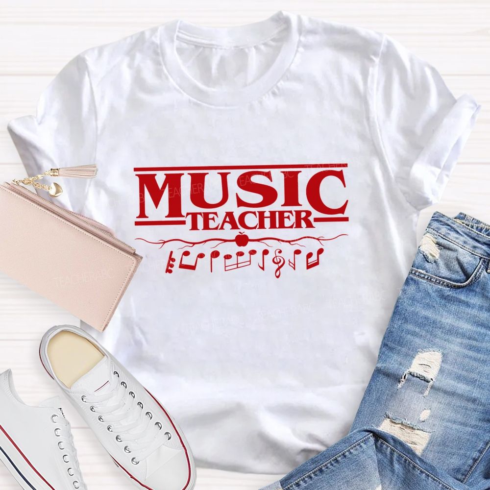 Music Teacher Apple Music Notes Teacher T-shirt