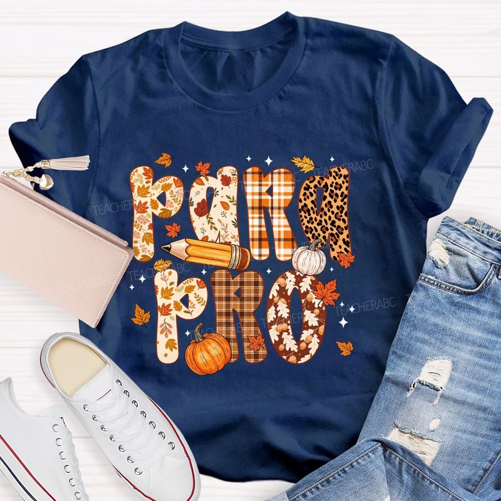 Leopard Plaid Pumpkin Maple Leaf Teacher T-shirt