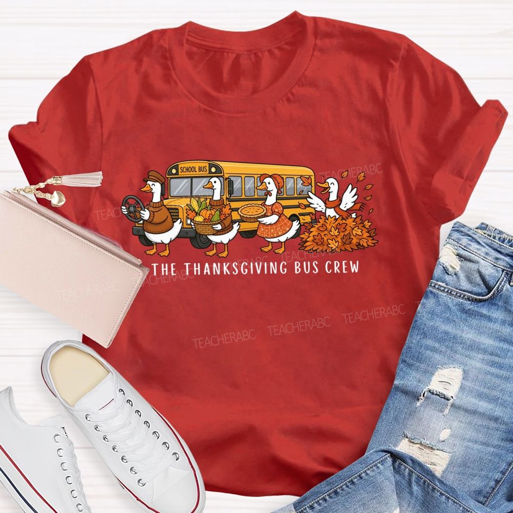 Fall School Bus Crew Thanksgiving T-shirt