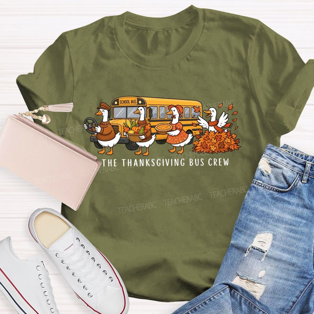 Fall School Bus Crew Thanksgiving T-shirt