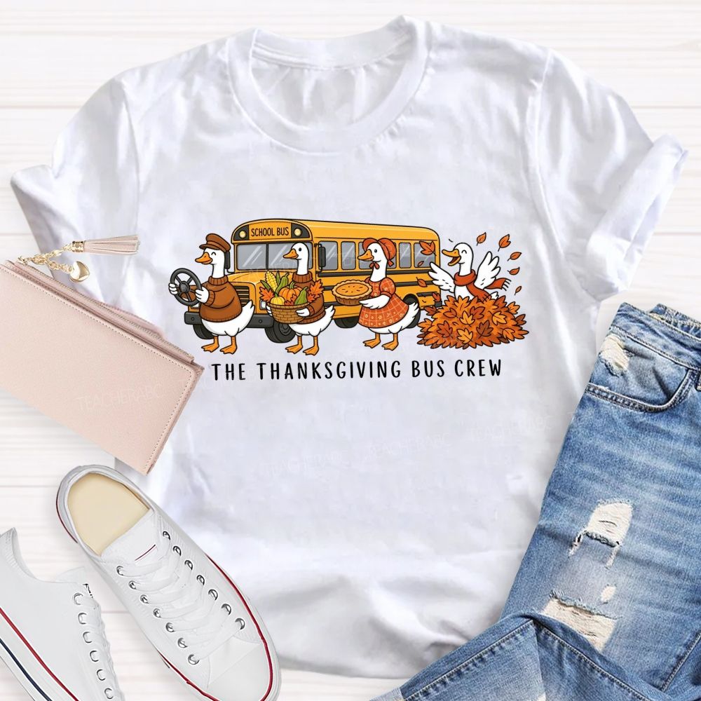 Fall School Bus Crew Thanksgiving T-shirt