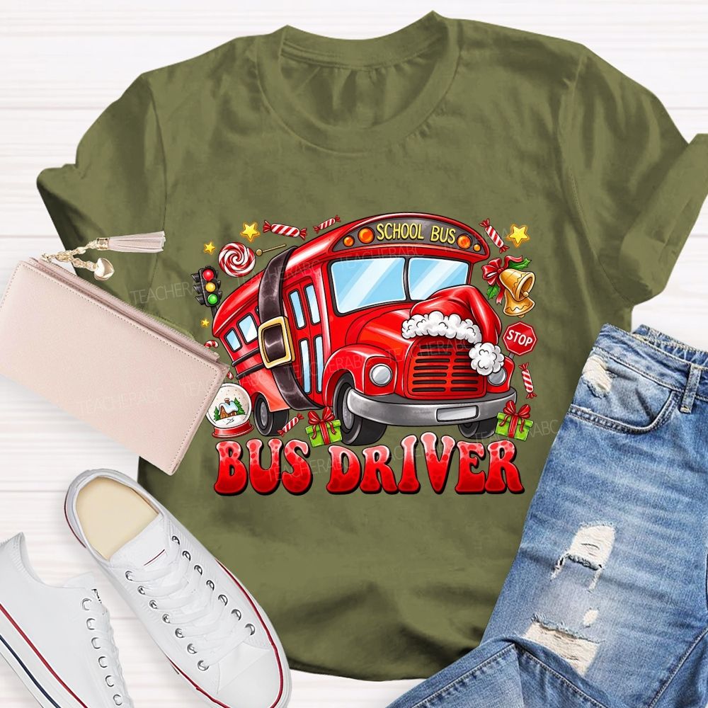 Merry Rides Bus Driver Christmas T-shirt