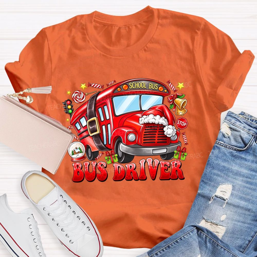Merry Rides Bus Driver Christmas T-shirt