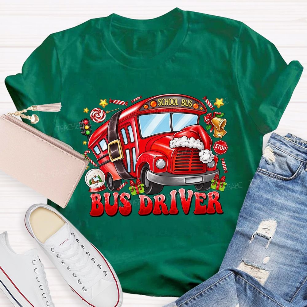 Merry Rides Bus Driver Christmas T-shirt