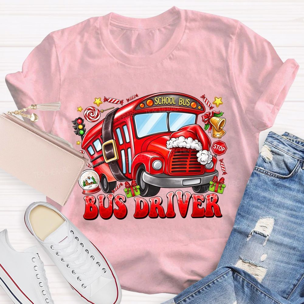 Merry Rides Bus Driver Christmas T-shirt