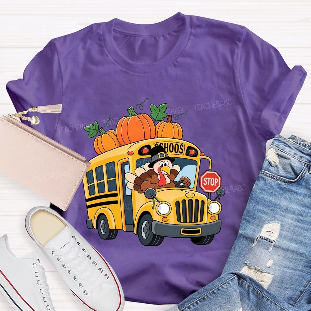 Turkey Drives The Thanksgiving School Bus T-shirt