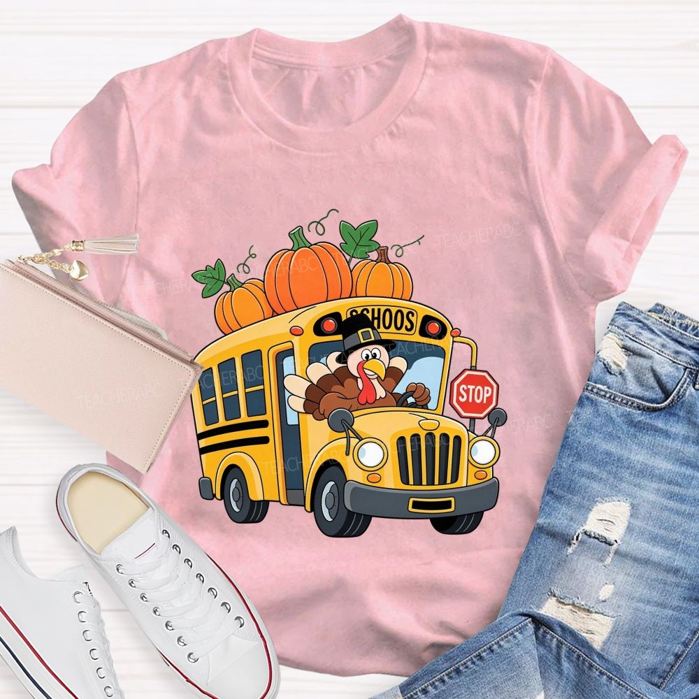 Turkey Drives The Thanksgiving School Bus T-shirt