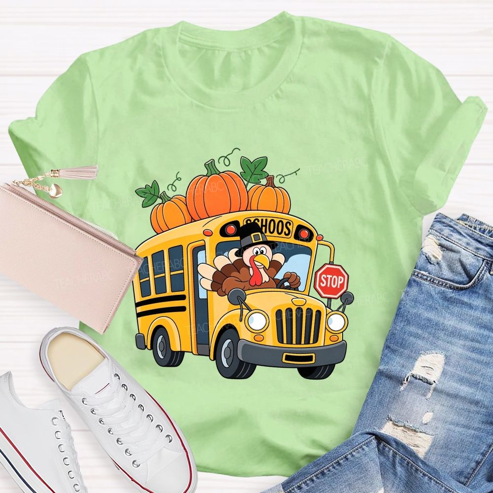 Turkey Drives The Thanksgiving School Bus T-shirt