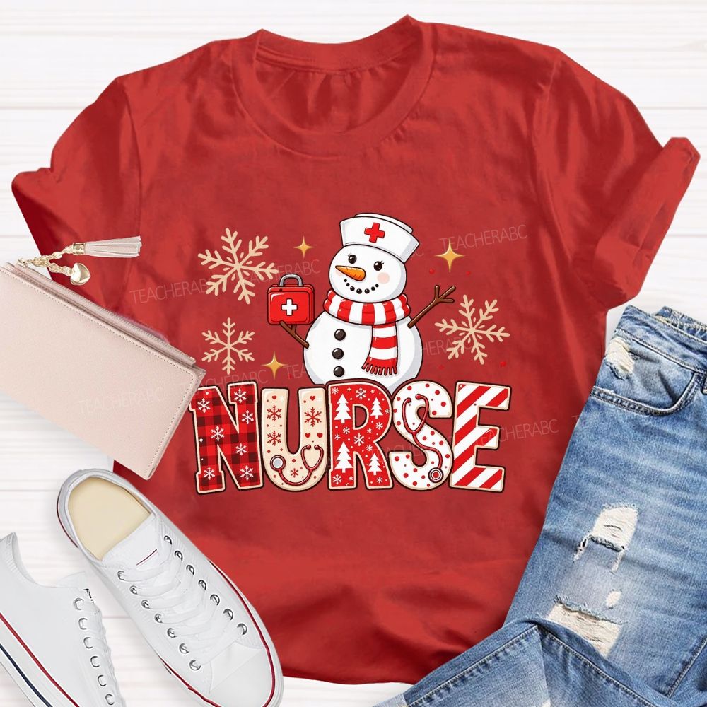 Snowman Nurse Merry Christmas T-shirt